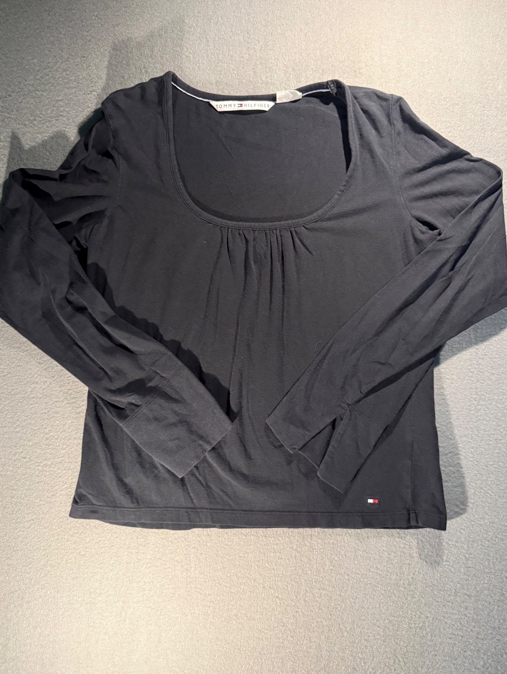 Tommy Hilfiger Black Long Sleeve Scoop Neck Top XL